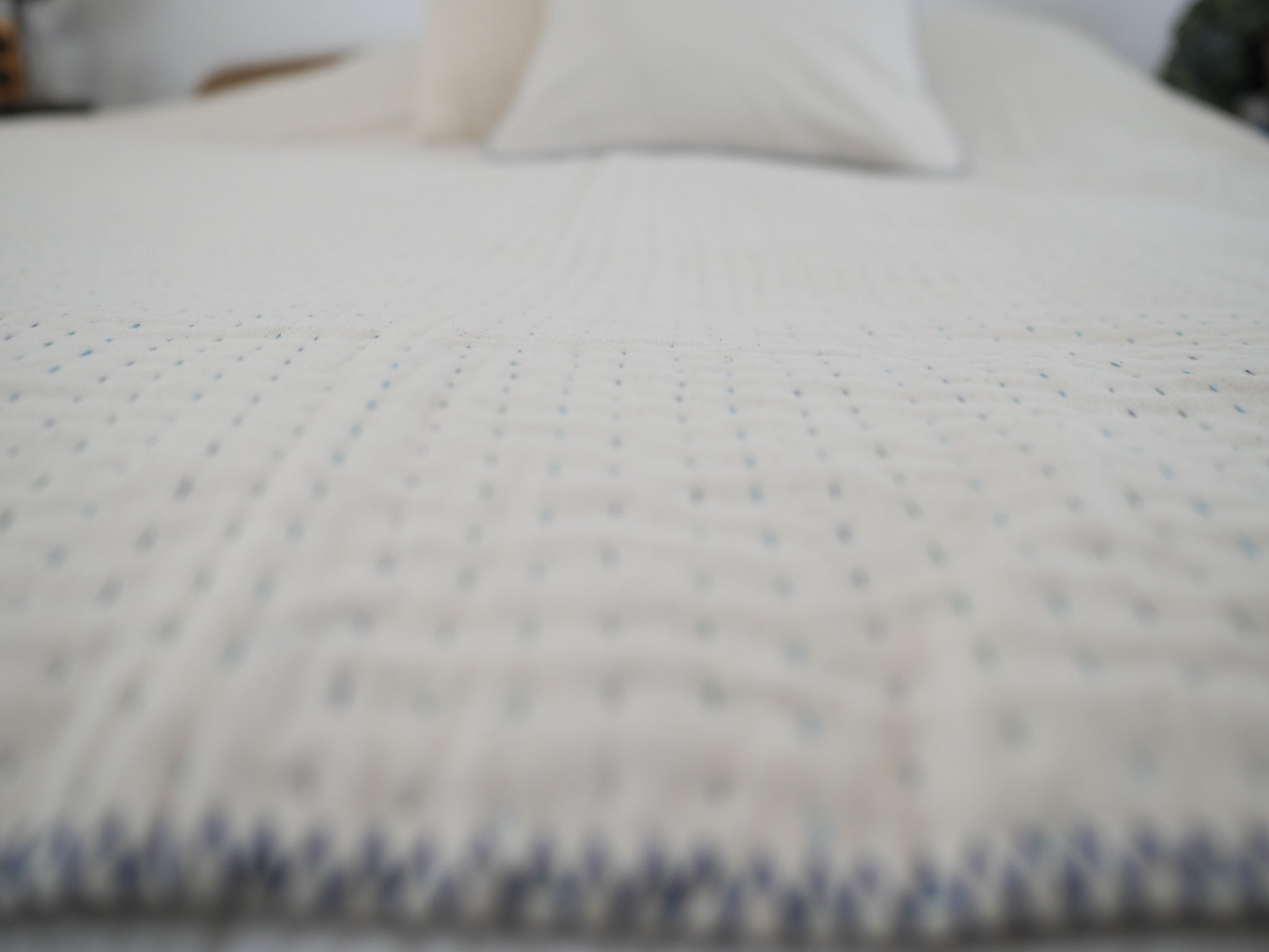 Kantha quilt, queen bed. Kantha quilt, queen bed.