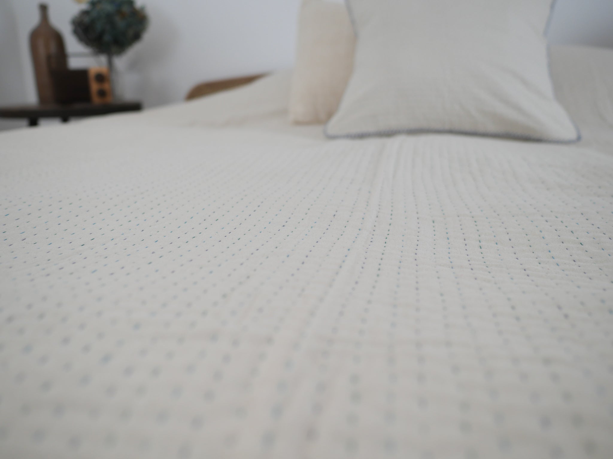 Kantha quilt, queen bed. Kantha quilt, queen bed.