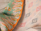 Vintage Kantha quilt. Cotton throw made from repurposed cotton saris,