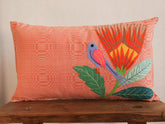 Binakol Bird cushion, hand loomed, hand embroidered