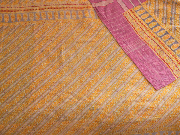 Vintage Kantha Bedspread in Recycled Cotton: Violet Cottage