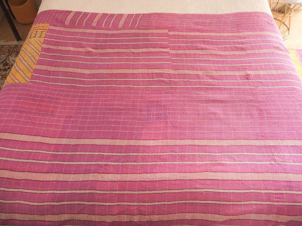 Vintage Kantha Bedspread in Recycled Cotton: Violet Cottage