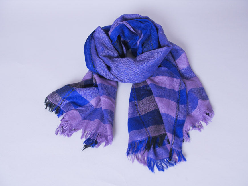 Himalaya Night Sky, hand loomed fine cashmere wool scarf