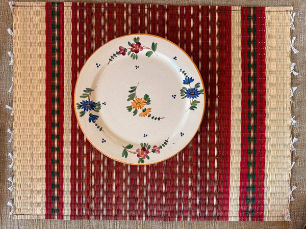 Handwoven place mat, Rainbow River RED