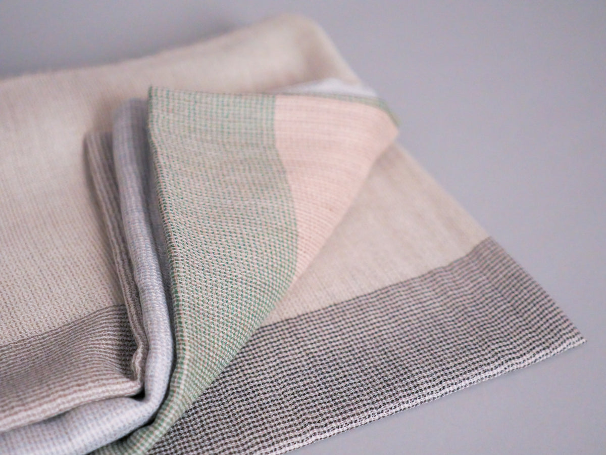 Ultra-Soft Cashmere and Silk Scarf. Beige and Gray.