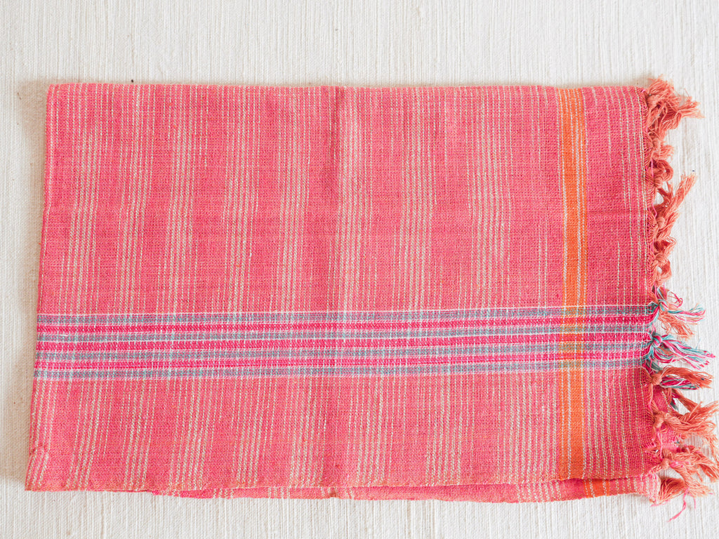 Torchon rose tissé main
