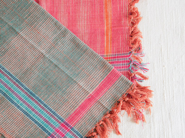 Torchon turquoise tissé main