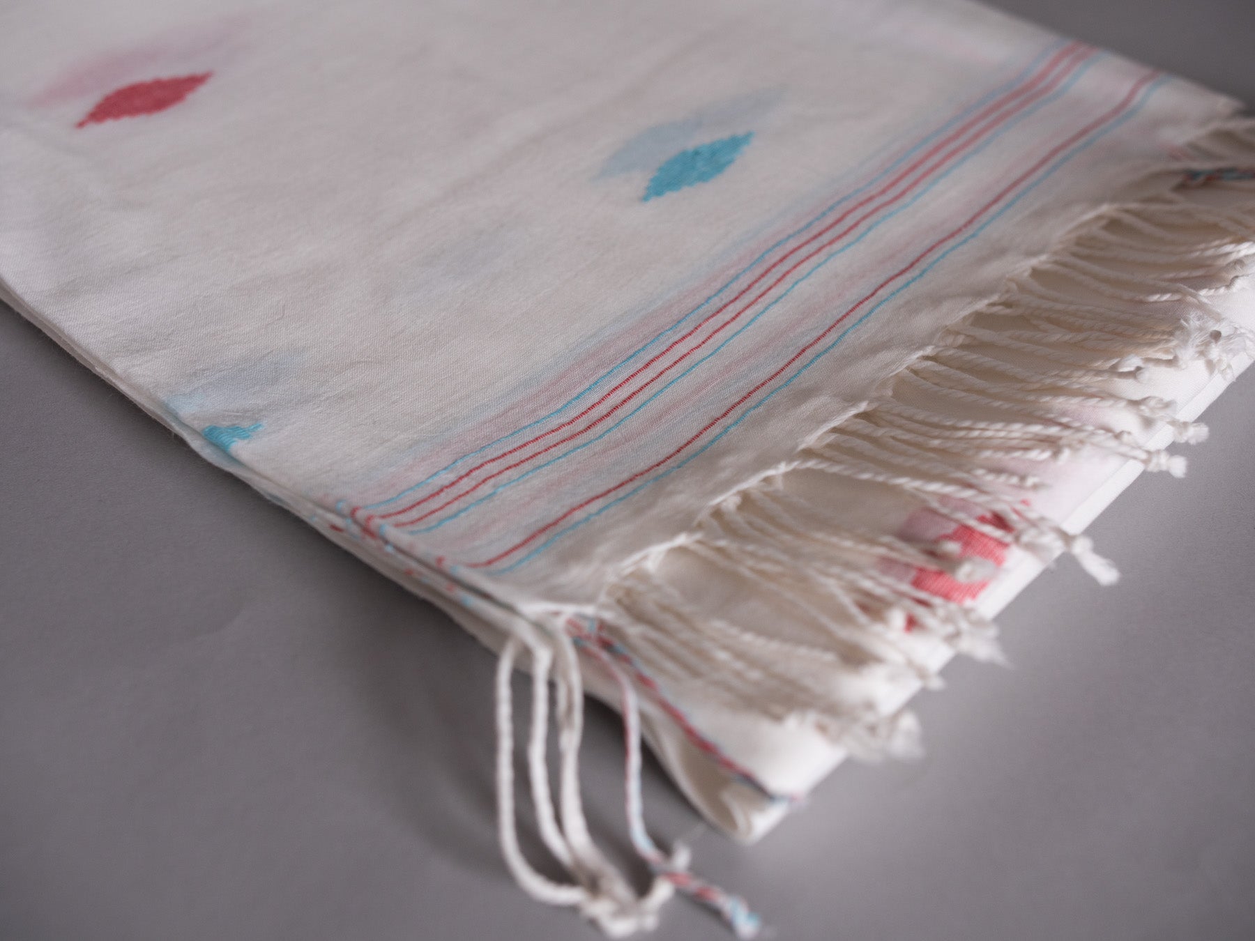 Dupatta Shawl, Turquoise and Red Diamonds Secondary image