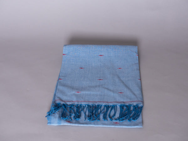 Chale Dupatta Oiseau Bleu, Tissé Main, Coton Doux et Fin 