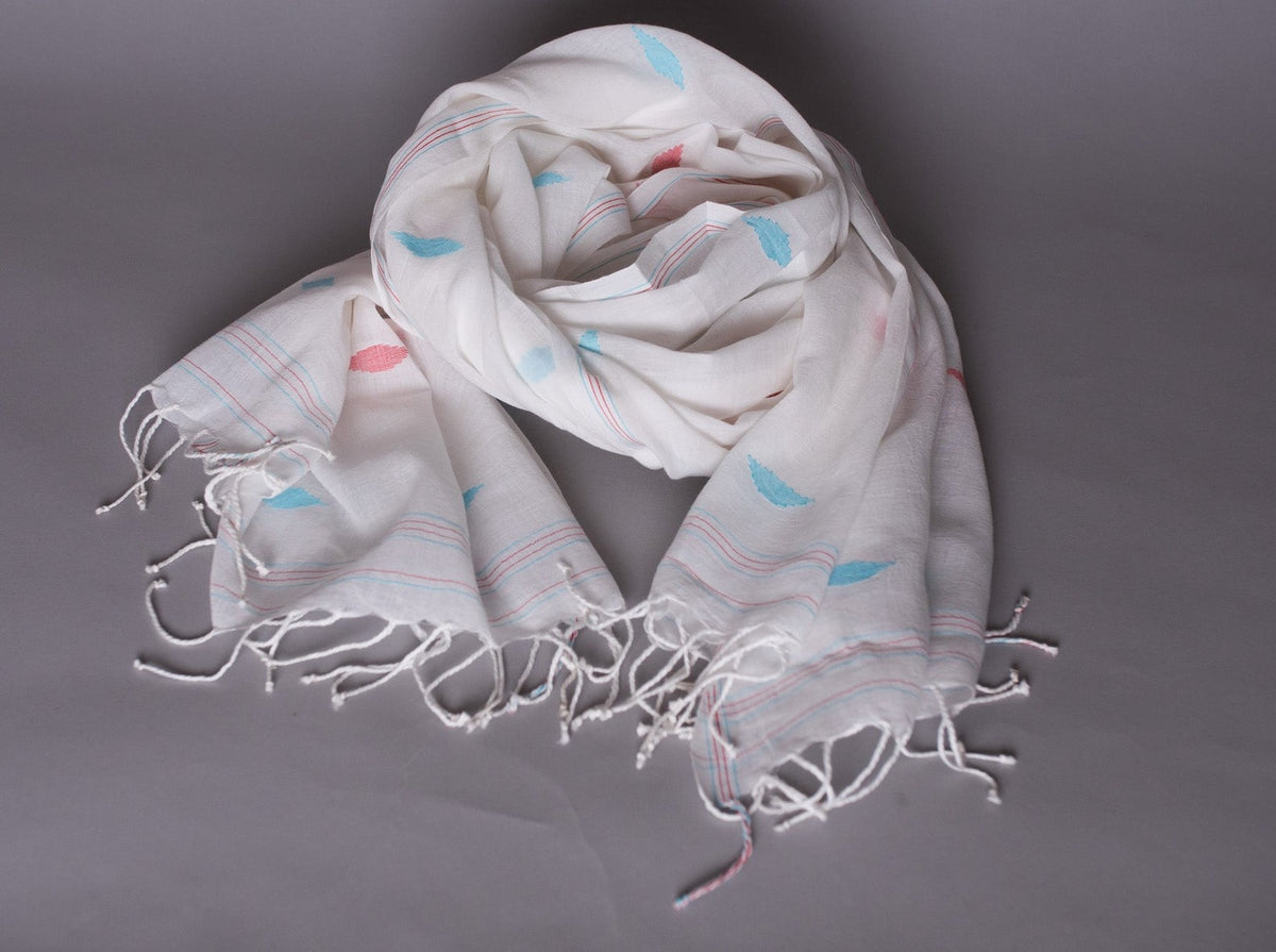 Chale Dupatta Oiseau Bleu, Tissé Main, Coton Doux et Fin  Main image