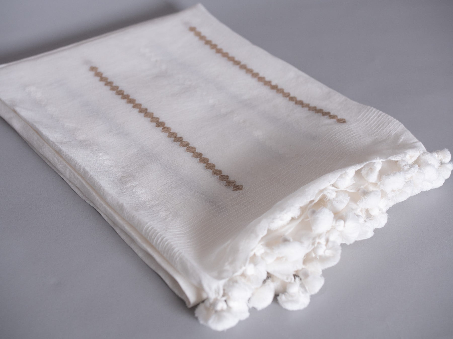 Delicate hand loomed white dupatta in 100% cotton