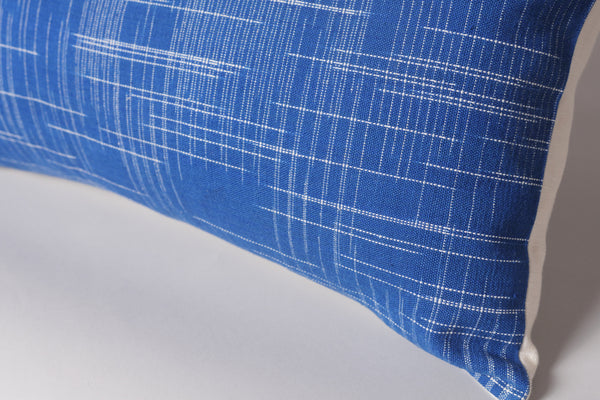 Handwoven cushion, "Graphic Paris" Blue, Large