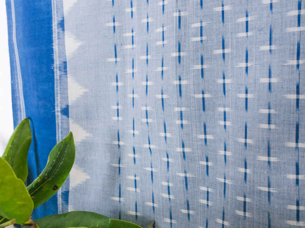 Châle Double Ikat Indigo et Garance