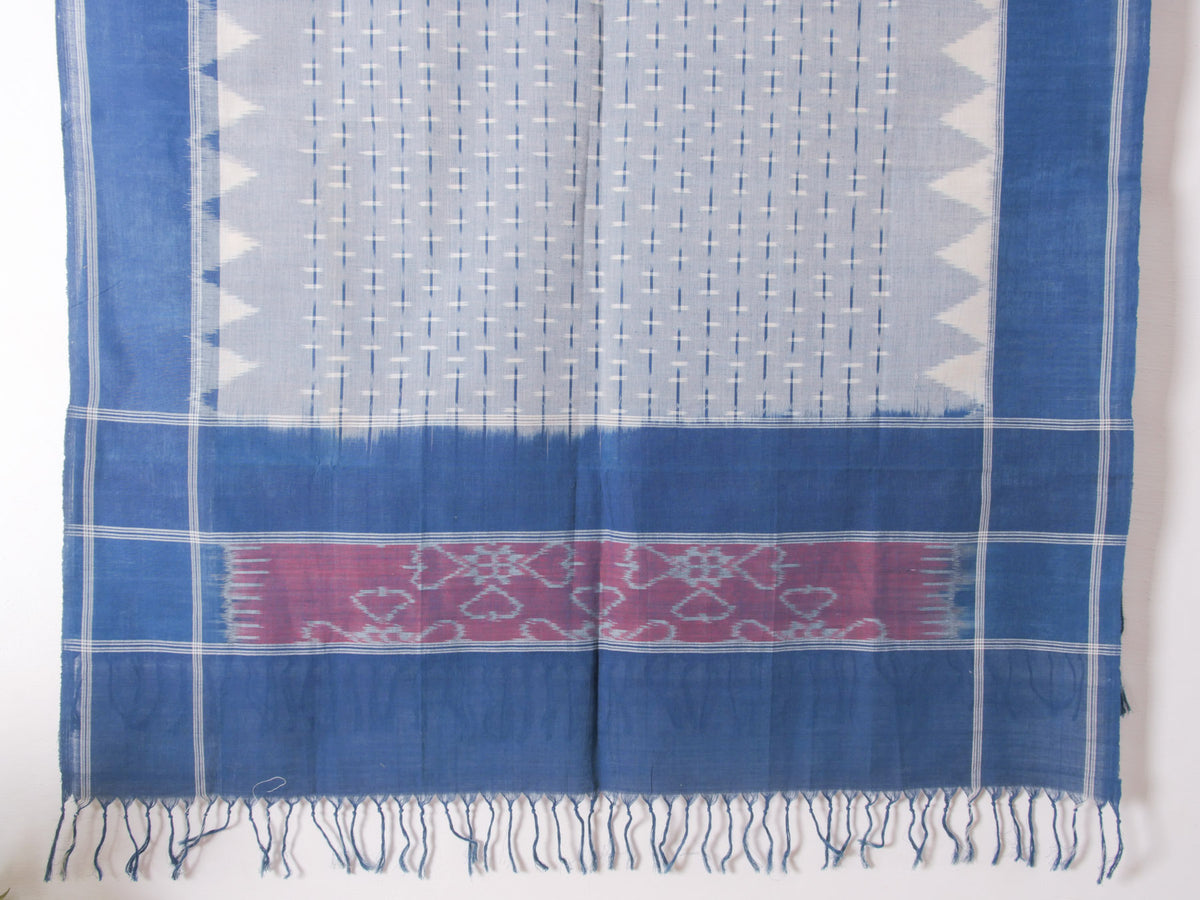 Châle Double Ikat Indigo et Garance