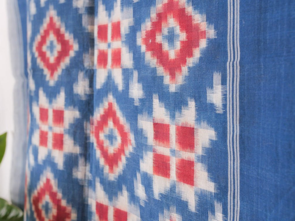 Châle Double Ikat Indigo & Garance