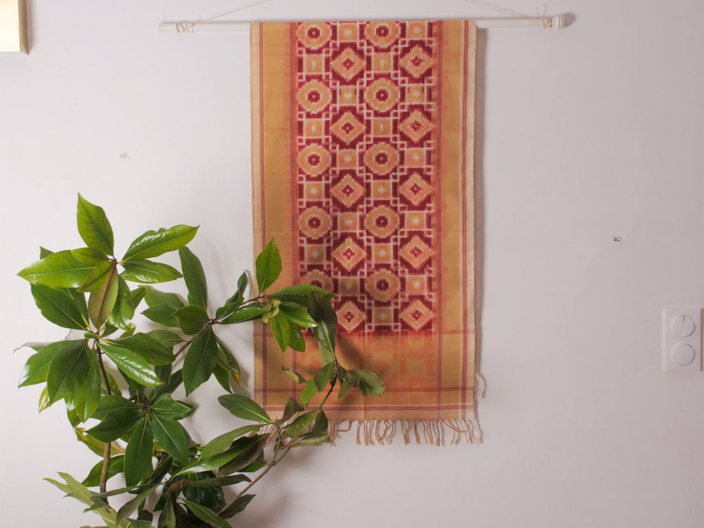 Châle Double Ikat Indigo, Ocre & Garance