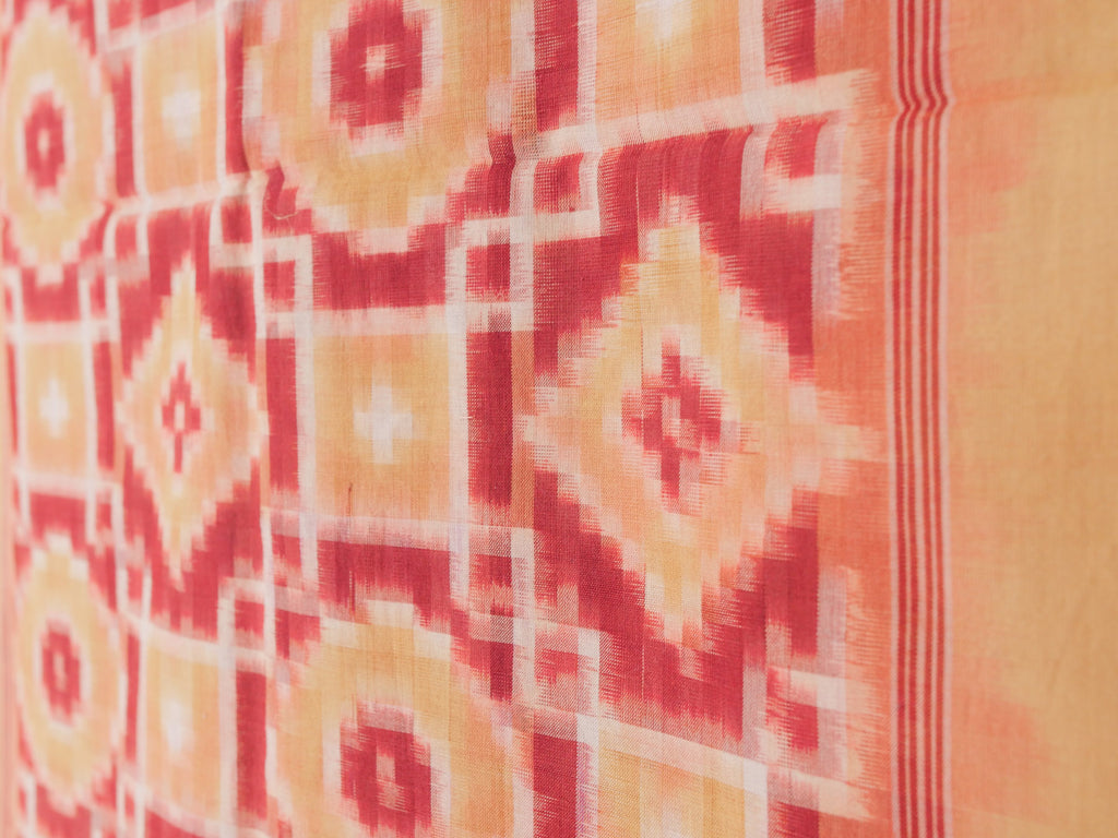 Châle Double Ikat Indigo, Ocre & Garance