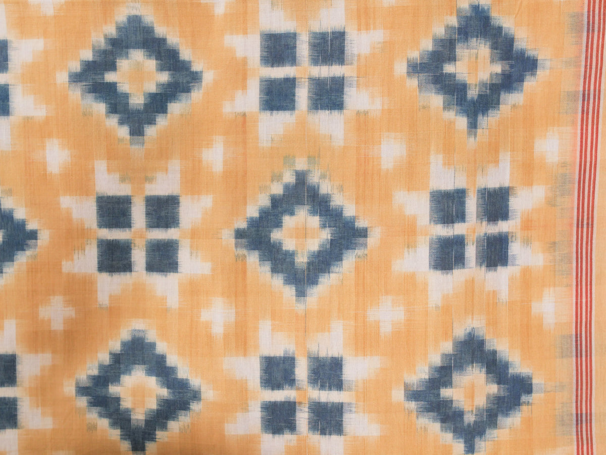 Châle Double Ikat Indigo et Ocre