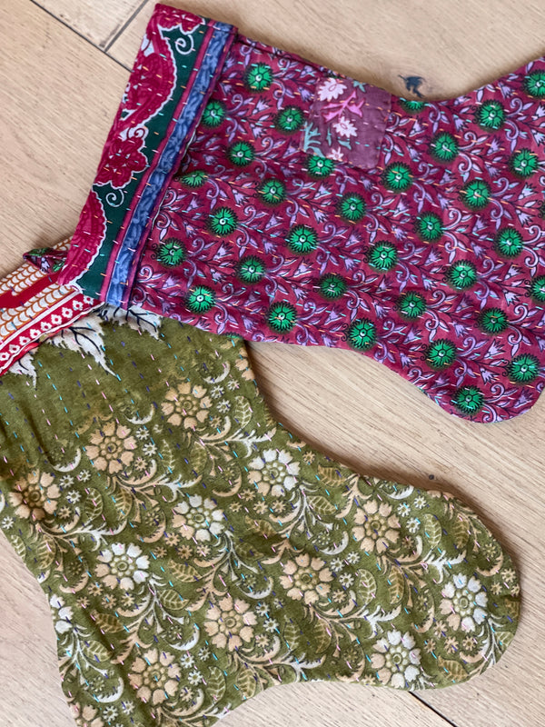Christmas stockings, Vintage Kantha