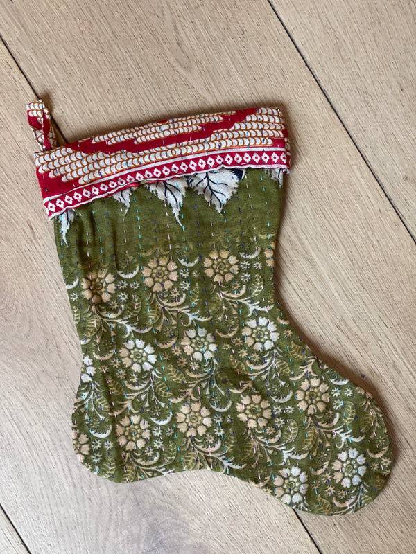 Christmas stockings, Vintage Kantha