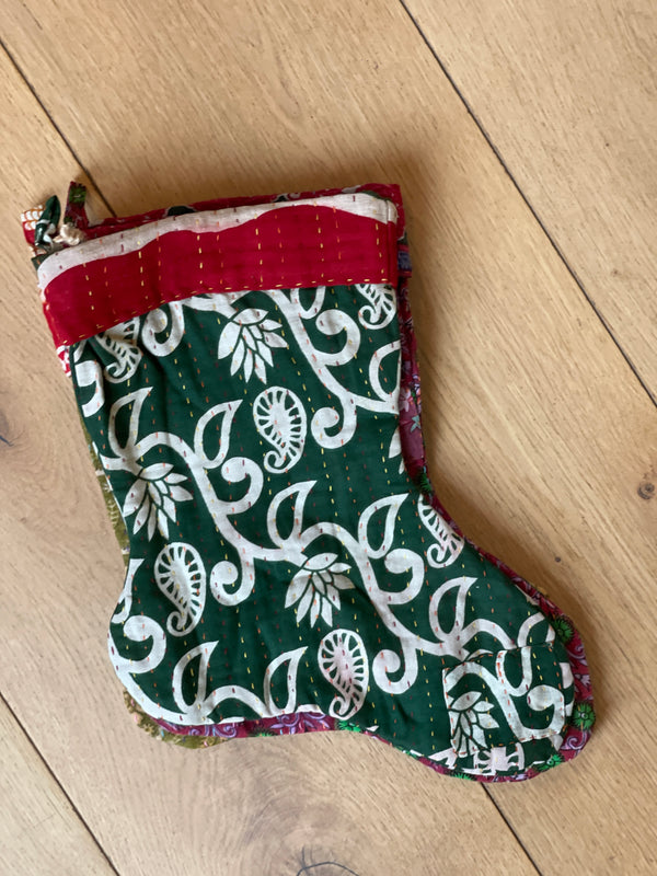 Christmas stockings, Vintage Kantha