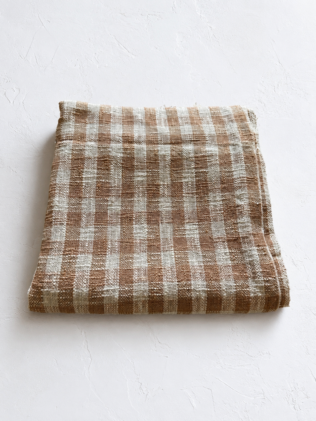 Handcrafted Beige and Ecru Check Cotton Throw, Handwoven. 160 x 240 cm