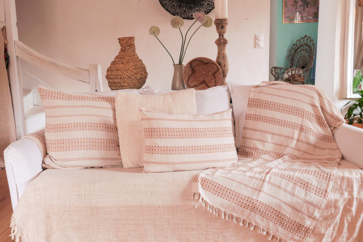 Housse de coussin en coton tissé main 40 x 60 cm 