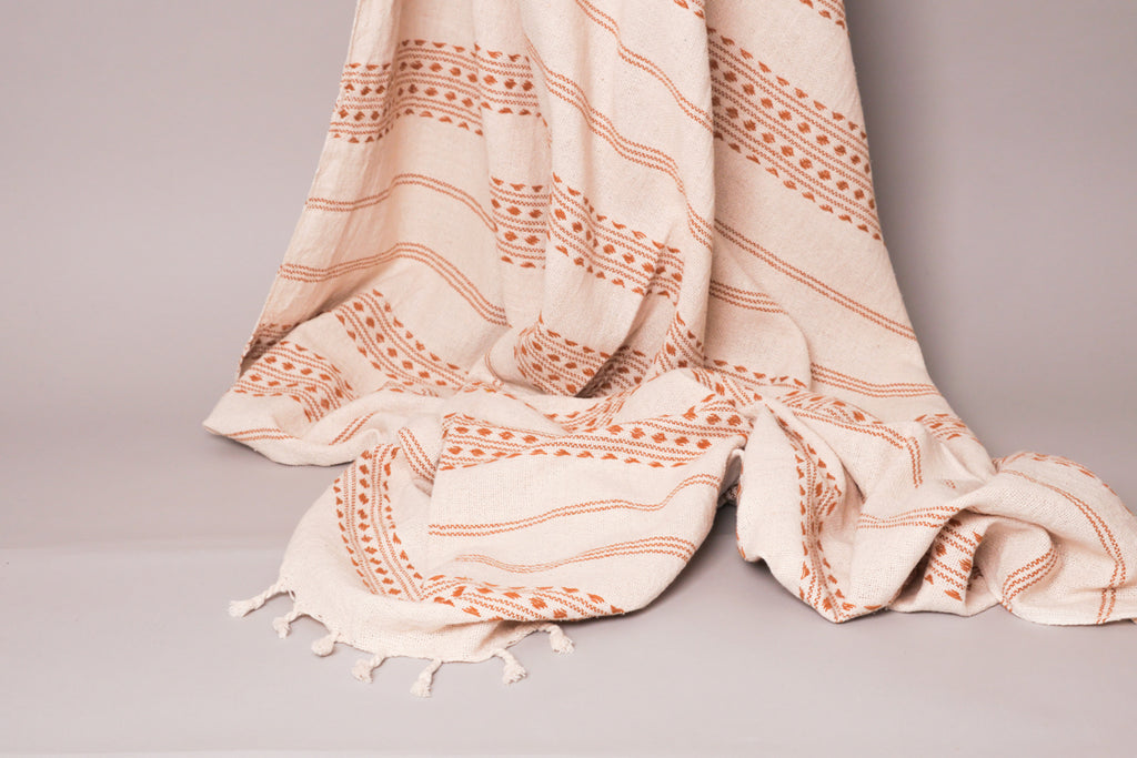Diamond ochre coton tissé main
