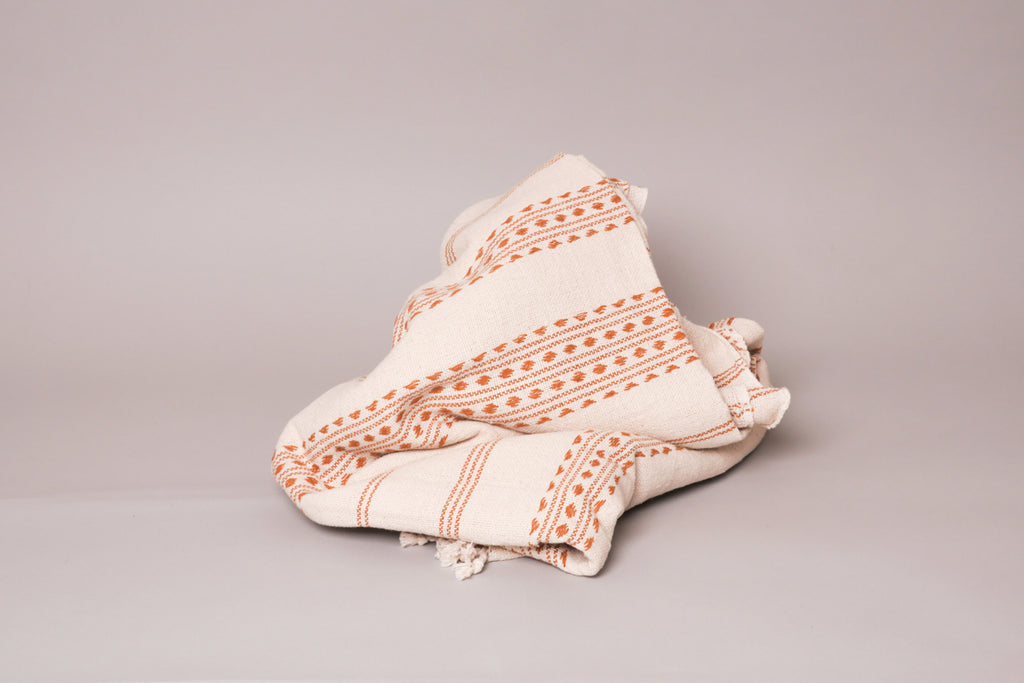 Diamond ochre coton tissé main