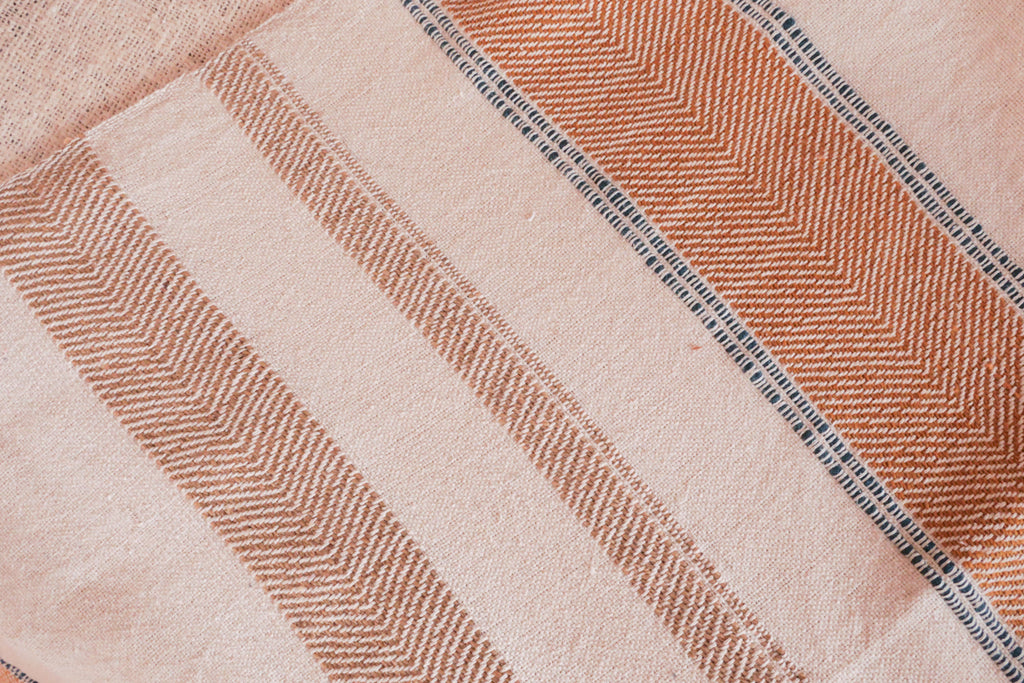 Ochre stripe khadi, tissé main