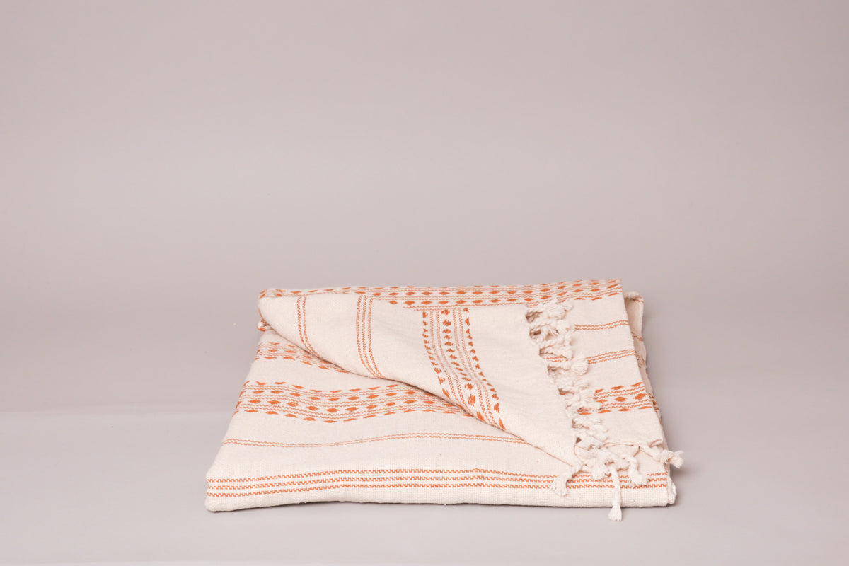 Diamond ochre coton tissé main