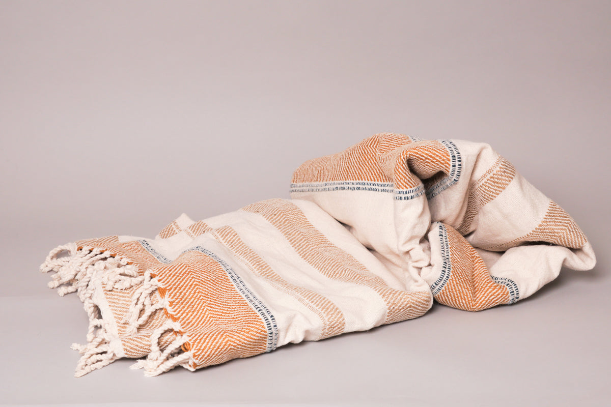 Ochre stripe khadi, tissé main Main image