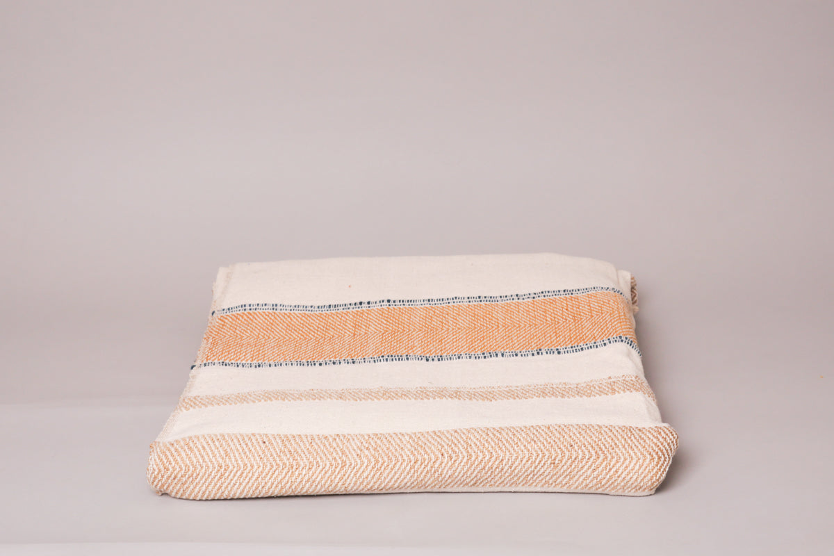 Ochre stripe khadi, tissé main