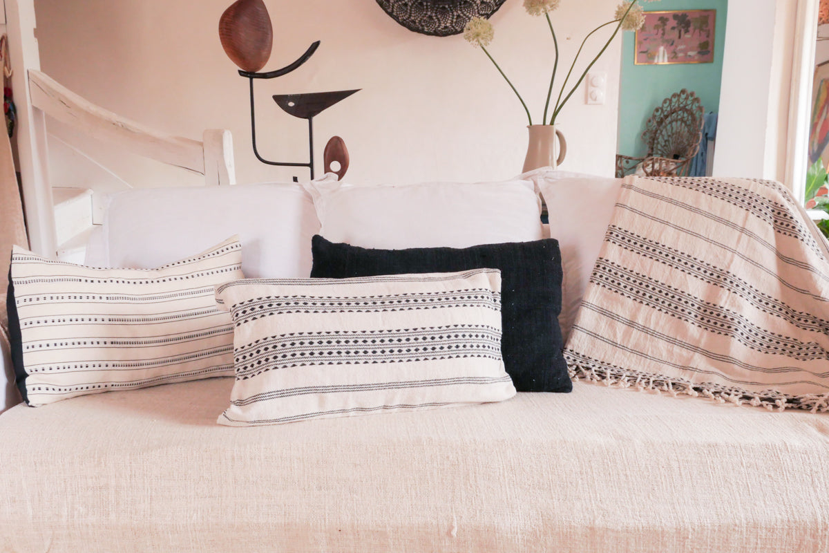 Hand Woven Cotton Cushion Cover, Black Diamond 40x60cm