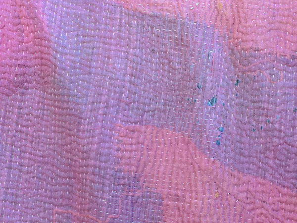 Vintage Kantha Bedspread in Recycled Cotton No.16 "Peony"
