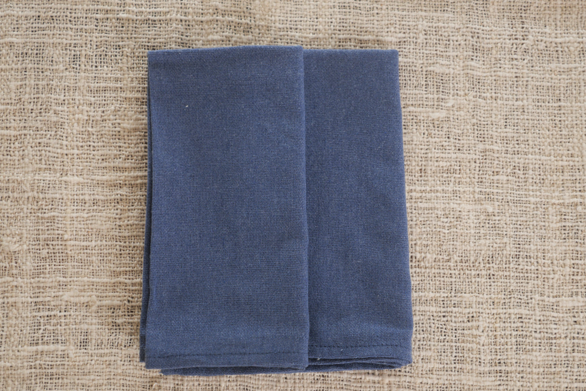 Hand loomed cotton napkin made from recycled cotton. 