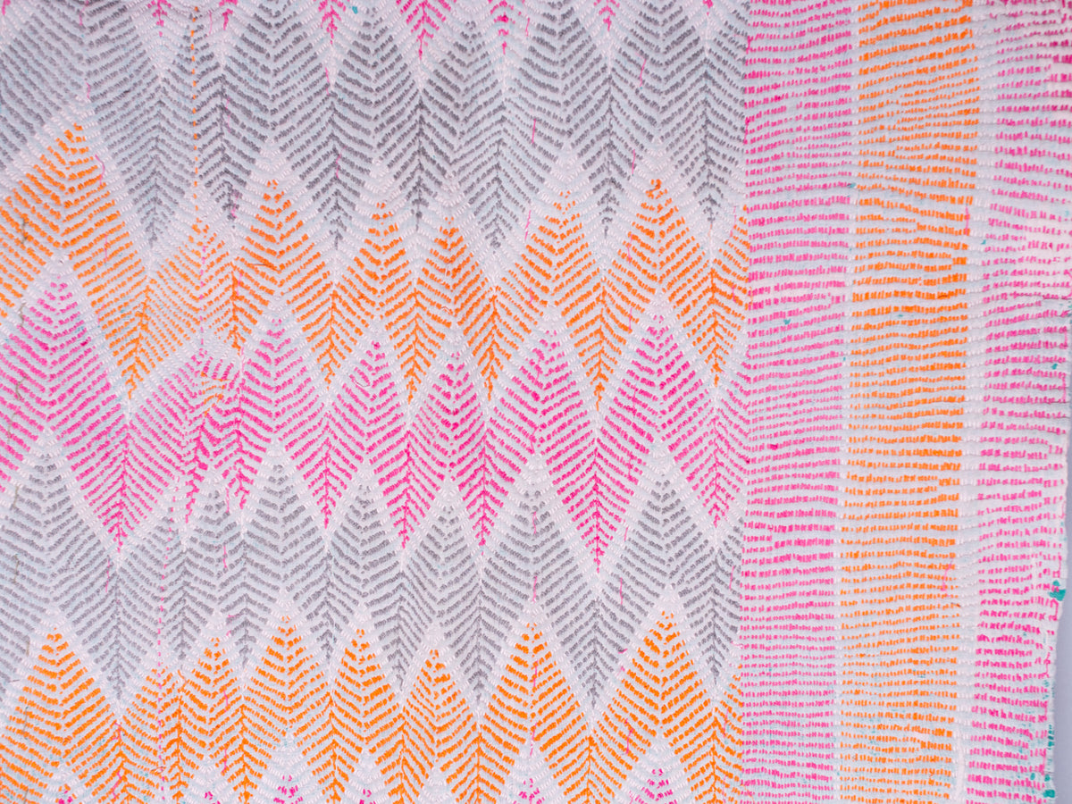 Kantha textile brodé main vintage.