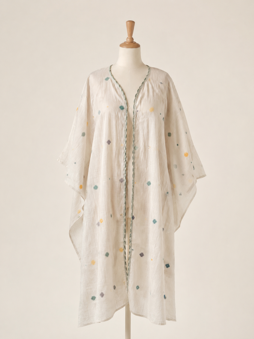 Jamdani Robe Ecru, Handwoven, Jolly Main image