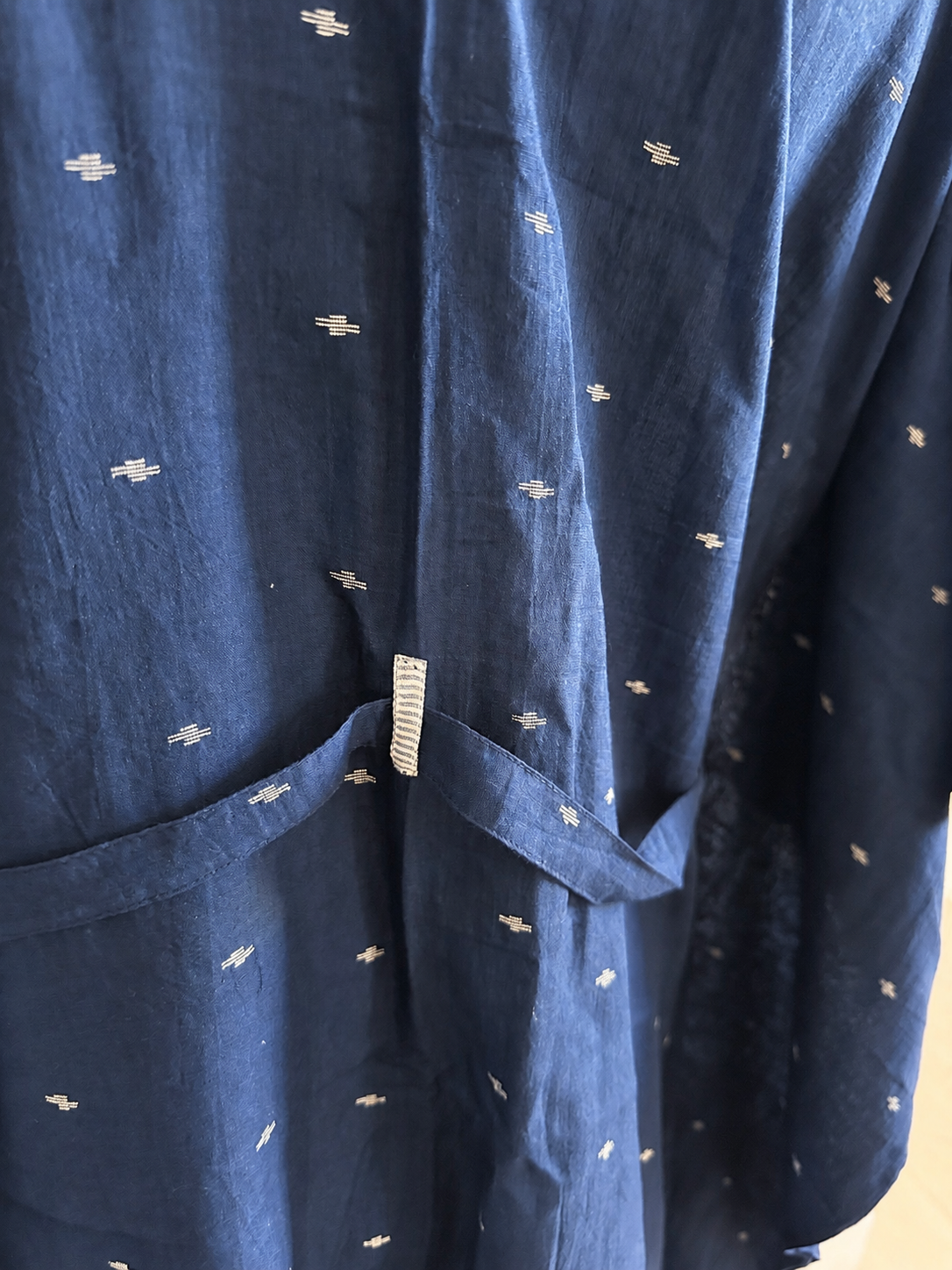 Jamdani Robe Navy Blue, Handwoven, Midnight