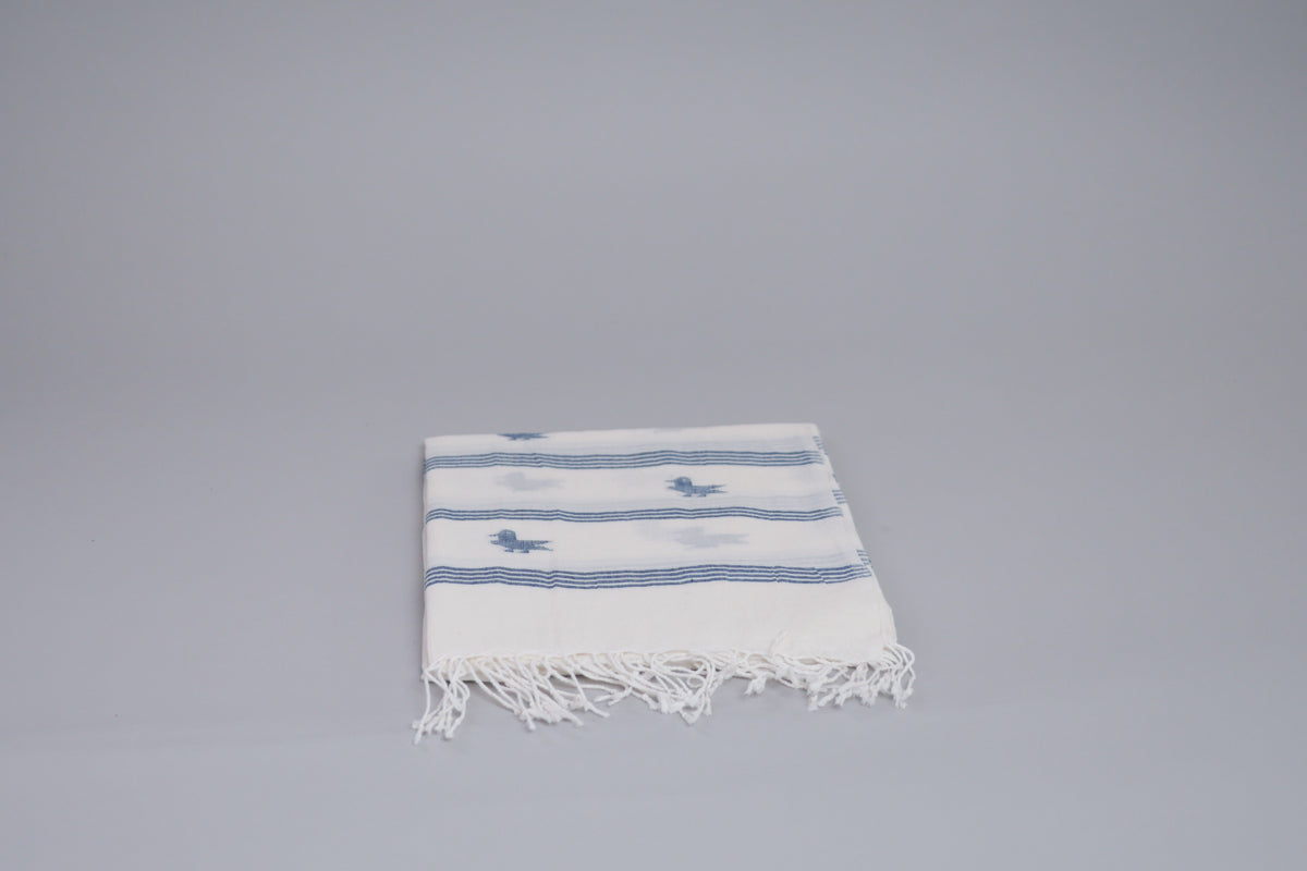Blue Birds, Dupatta Shawl, Hand Loomed Cotton Secondary image