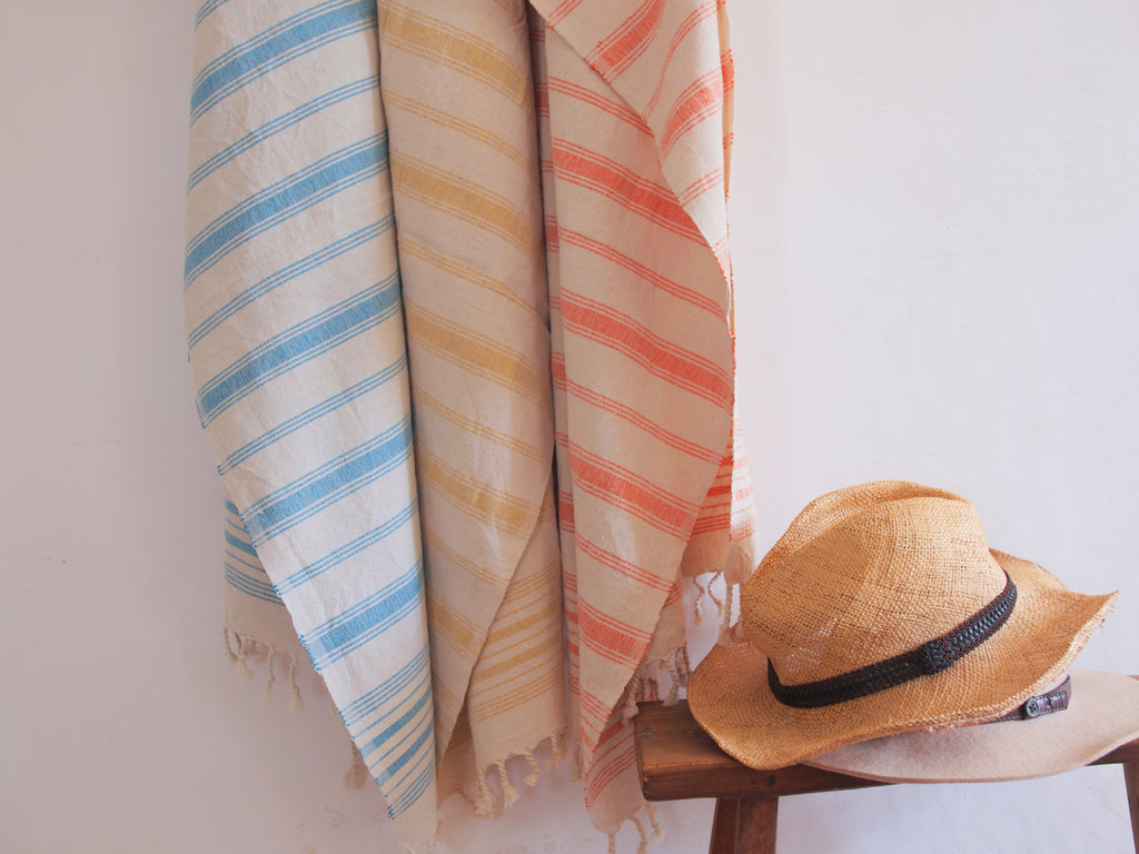 Handwoven Towel: Cotton Clementine Stripes