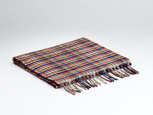 McNutt merino lambswool scarf, navy peach check Secondary image