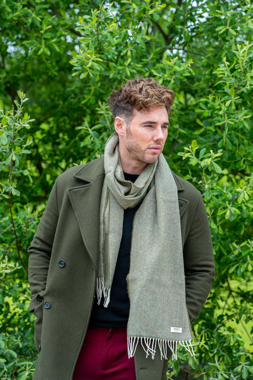 Mcnutt merino lambswool scarf, green
