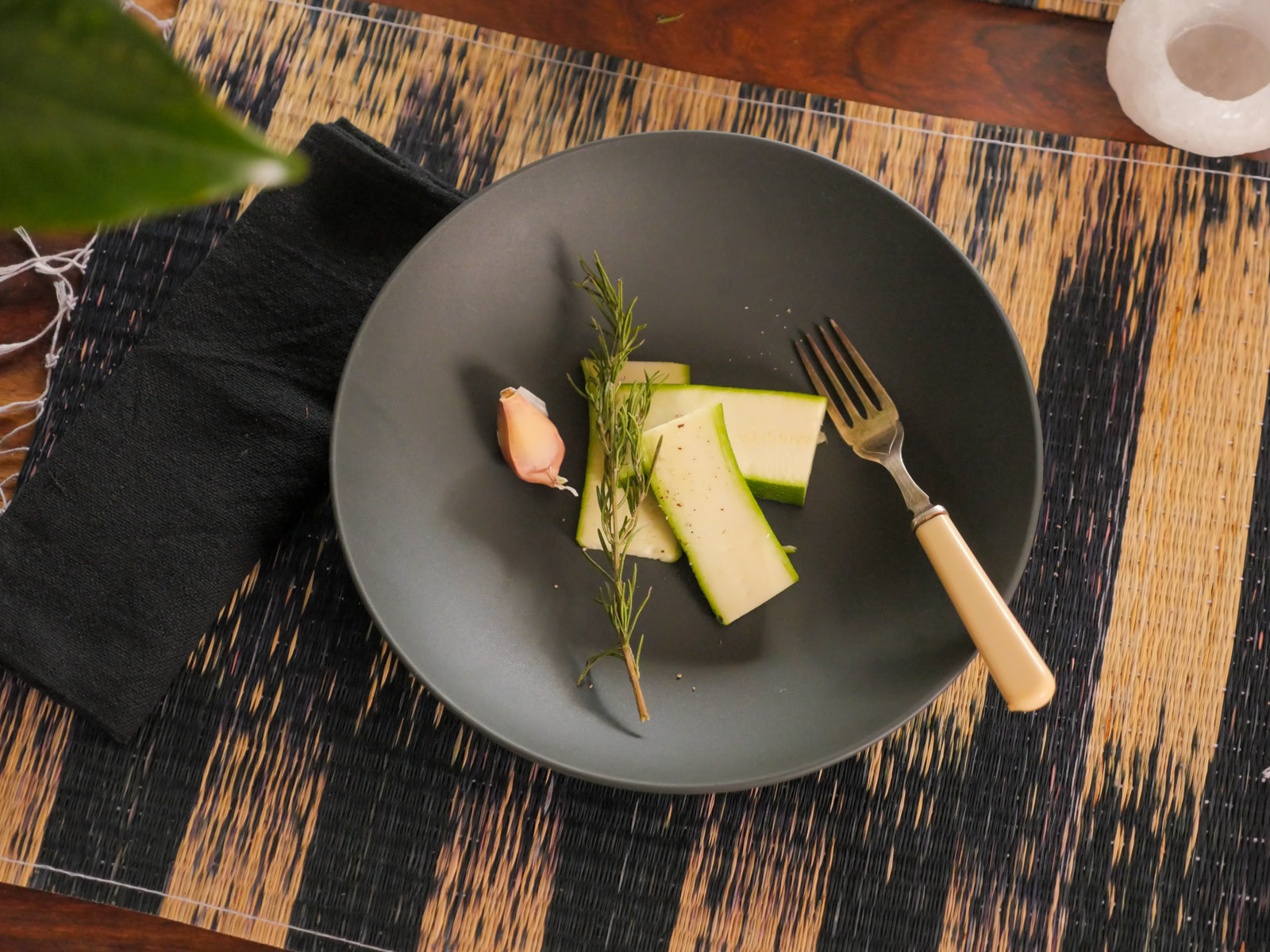 Black Recycled Cotton Napkin, Handwoven Secondary image