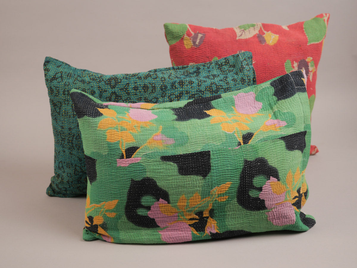 Emerald Vintage Kantha cushion cover Secondary image