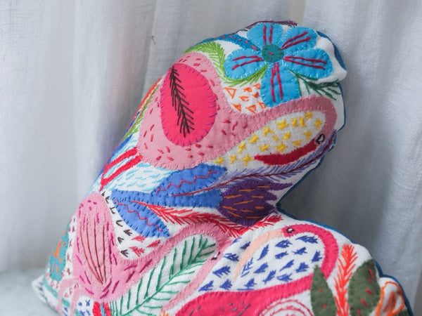 Embroidered heart cushion, Trio Love