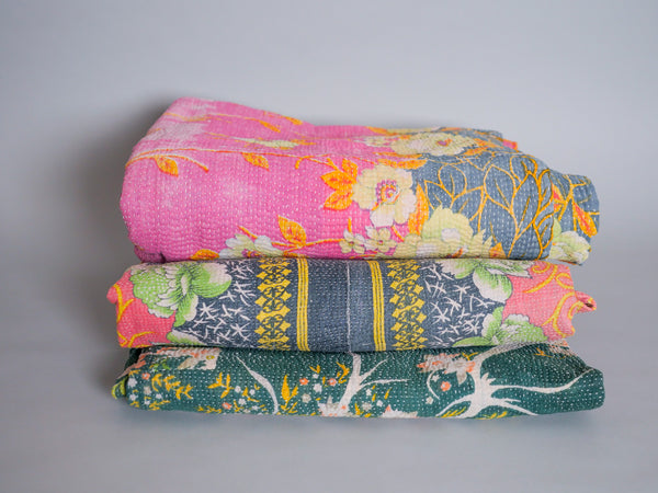 Vintage kantha Forest Green