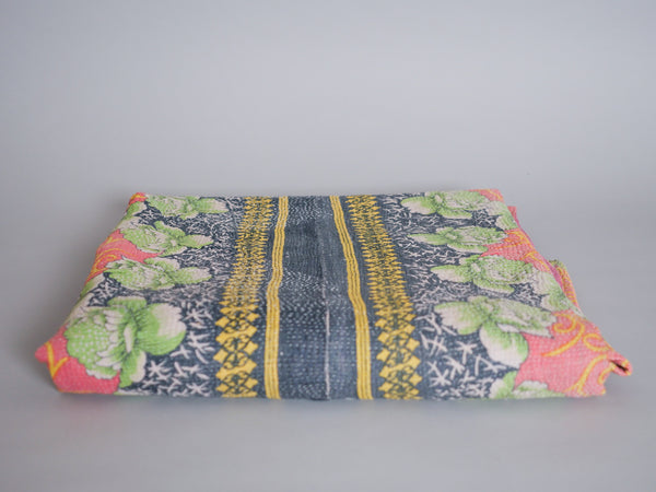 Vintage kantha plaid en coton recyclé