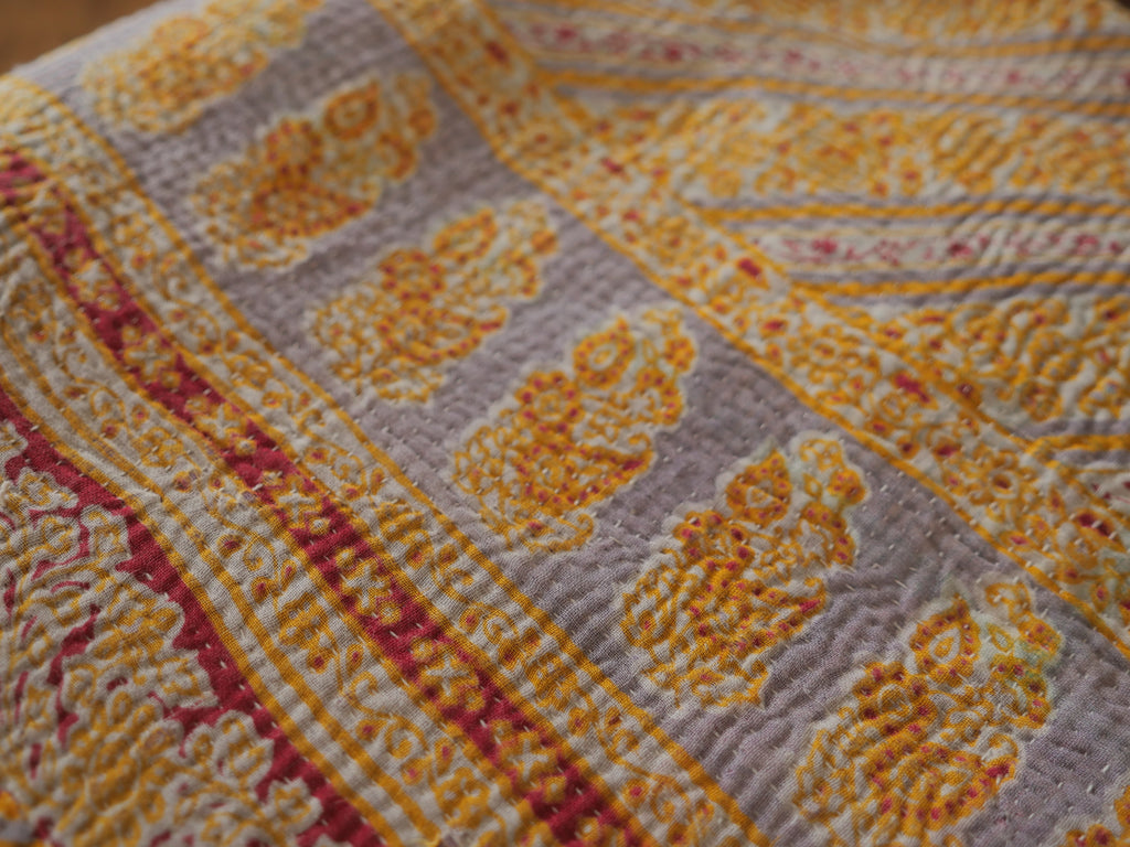 Vintage Kantha Bedspread in Recycled Cotton: Violet Cottage