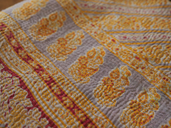 Vintage Kantha Bedspread in Recycled Cotton: Violet Cottage